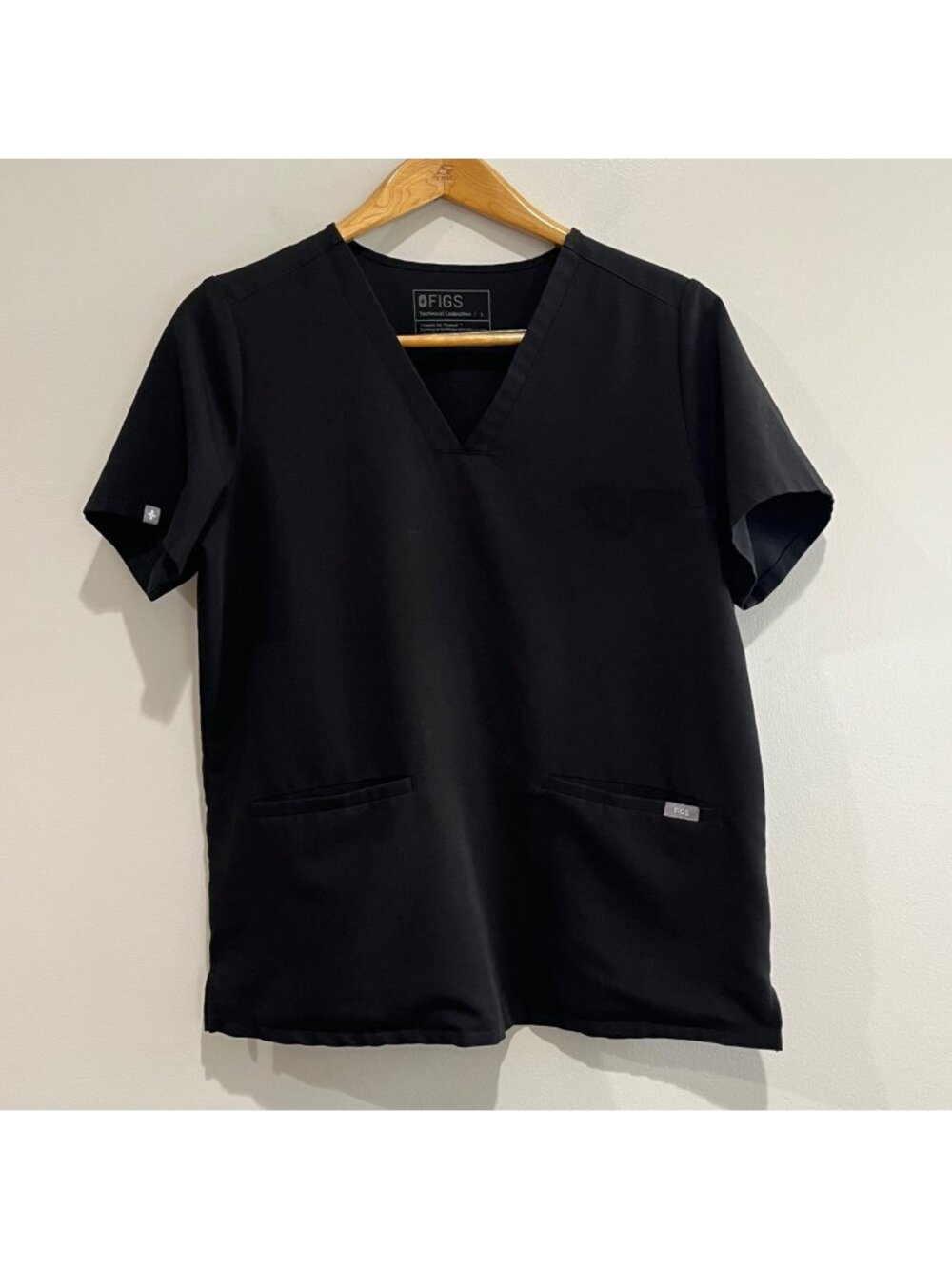 Fig Technical Collection Scrub Top Womens L Black Pockets